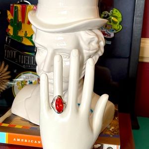 🎄🎄Orange Crystal Silver Ring🎄🎄